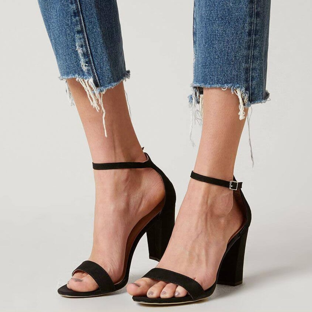Madden Girl Bella Ankle Strap Black Block Heel Sandals